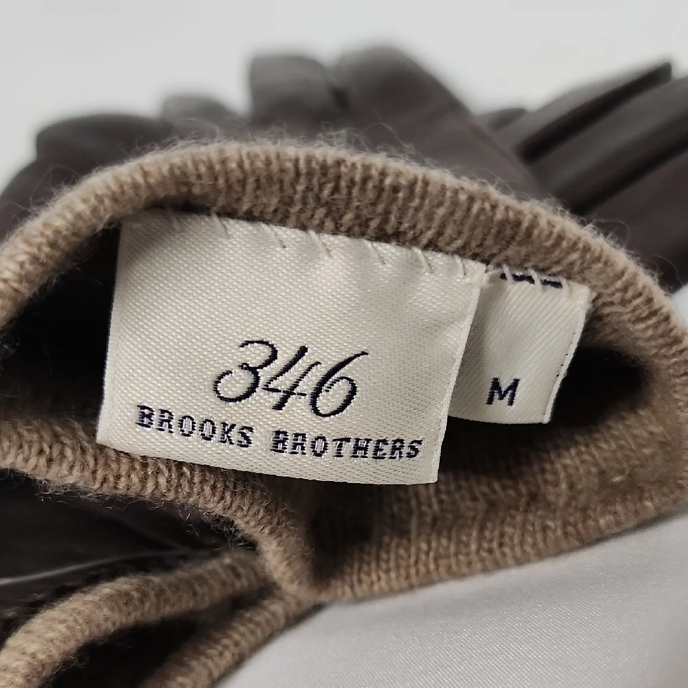 346 Brooks Brothers Dark Brown Leather Gloves With Cashmere Lining Size Medium